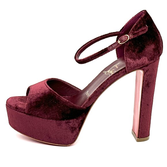 Christian Louboutin SANDALOO Velvet Platform Mary Jane Heels Sandals Shoes - Picture 3 of 16